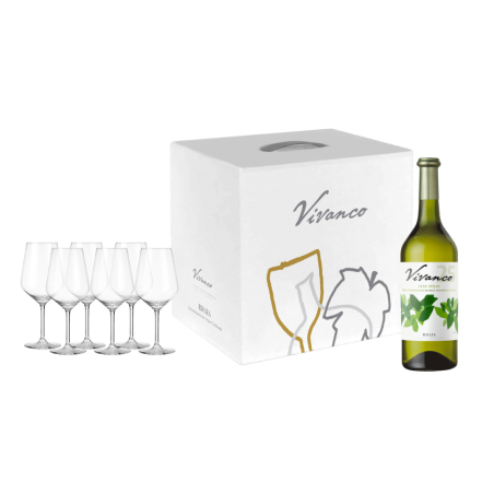 Caja de 6 botellas Vivanco Blanco Lías Finas + 6 copas