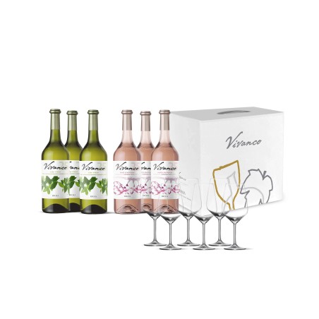 Pack Combinado 3 botellas Blanco + 3 botellas Rosado + 6 copas de regalo