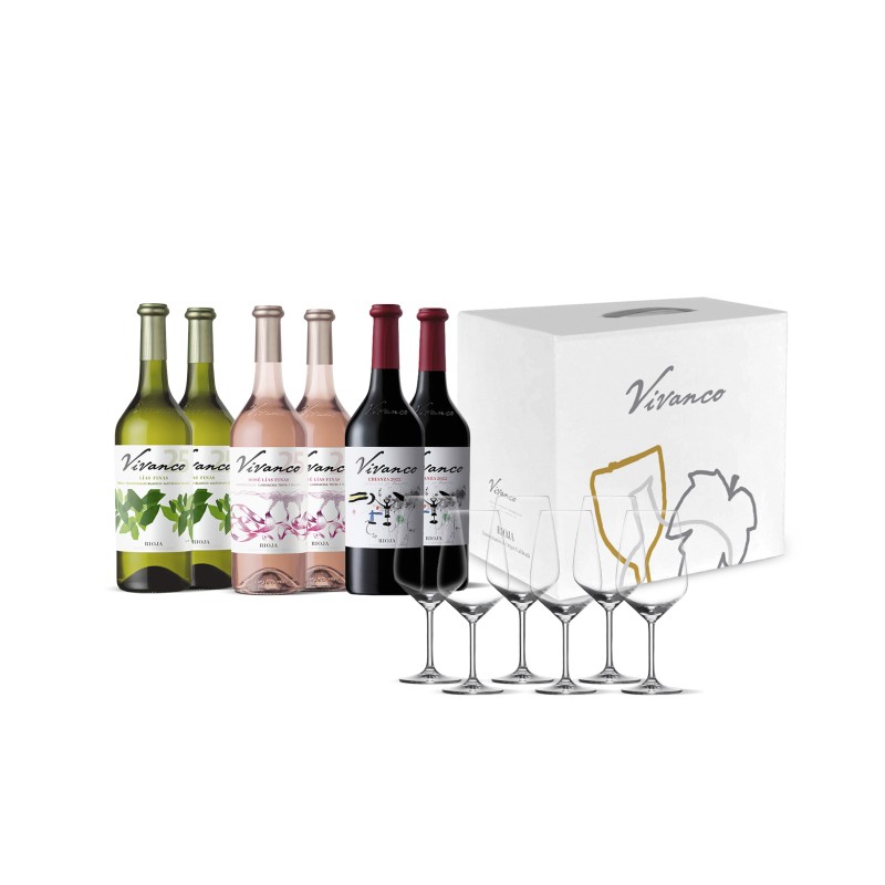 Pack Combinado Crianza + Blanco + Rosado + 6 copas de regalo